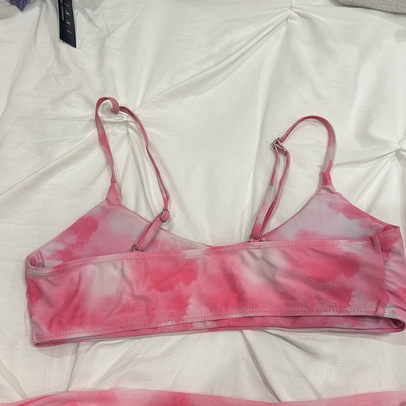 Shein pink tye dye bikini top and sarong wrap- XL - Picture 3 of 5